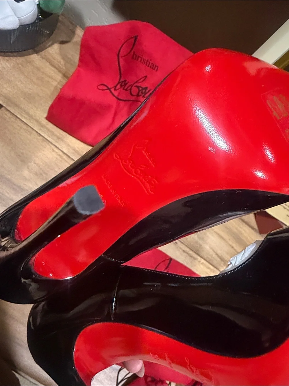 Authentic Christian Louboutin Black Patent Pointed-Toe Stiletto Pumps